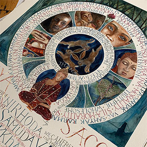 Four Noble Truths: Religious calligraphy by Tess Cooling